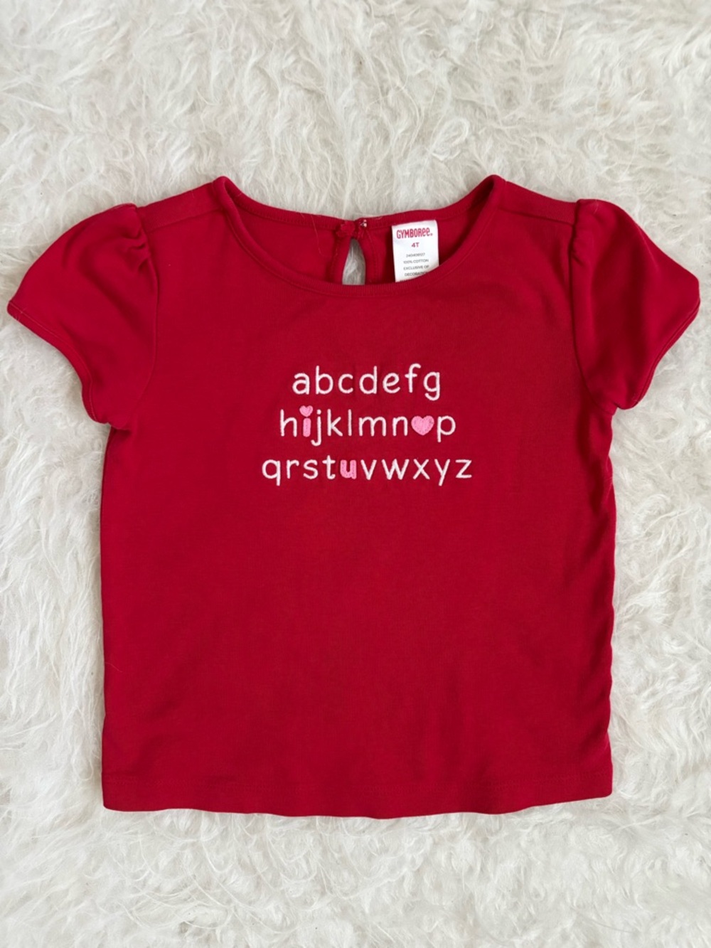 Gymboree Girls Sweet Red Alphabet Heart Short Sleeve Tee